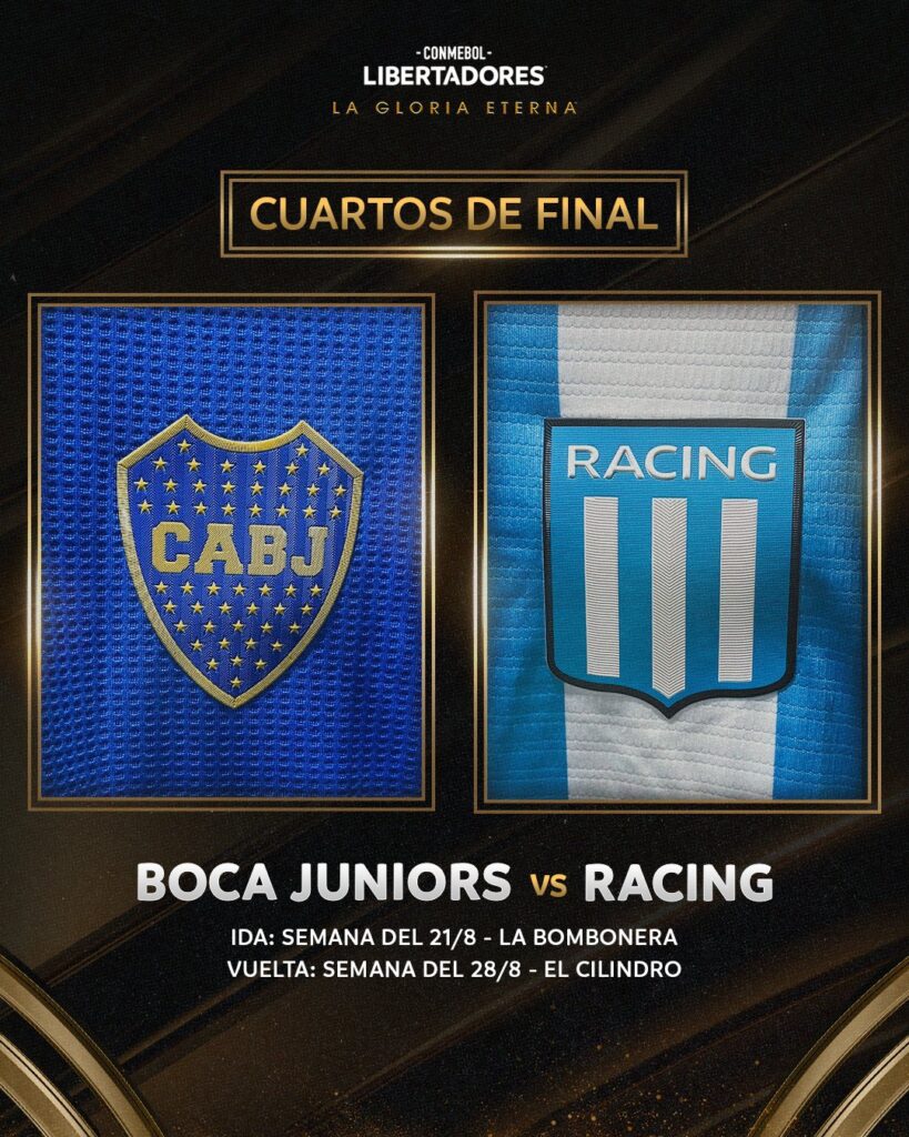 Cuándo juegan Boca vs Racing los cuartos de final de la Copa Libertadores.