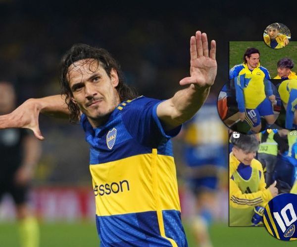 El regalo de Cavani a un juvenil de Boca y la graciosa charla entre ellos